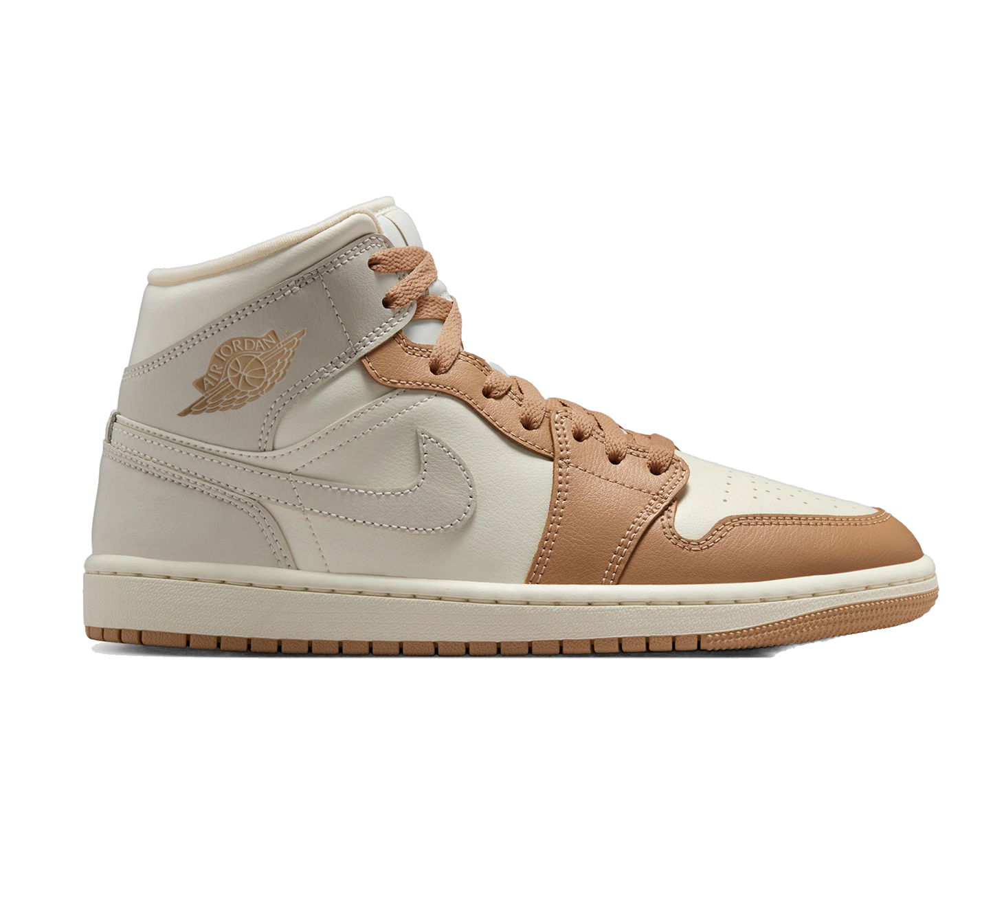 Nike Women's Air Jordan 1 Mid Shoes - Pale Ivory / Hemp / Sail / Light Orewood Brown