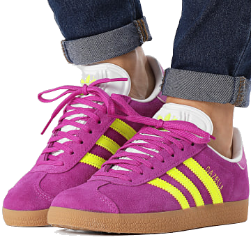 Adidas Women's Gazelle Shoes - Purple Burst / Solar Yellow / Offwhite