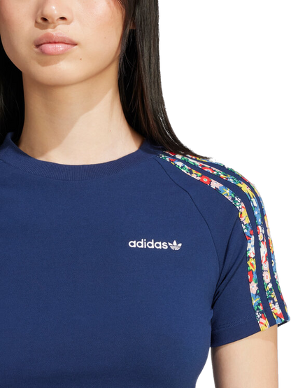 Adidas Women's 3-Stripes Infill Baby Tee Apparel - Night Indigo / Multicolor
