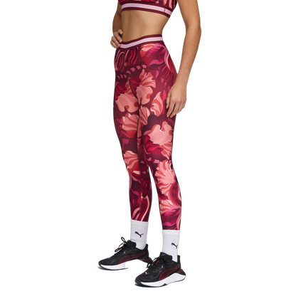 Puma Women's Strong Floral Ribbon Tight Leggings - Red