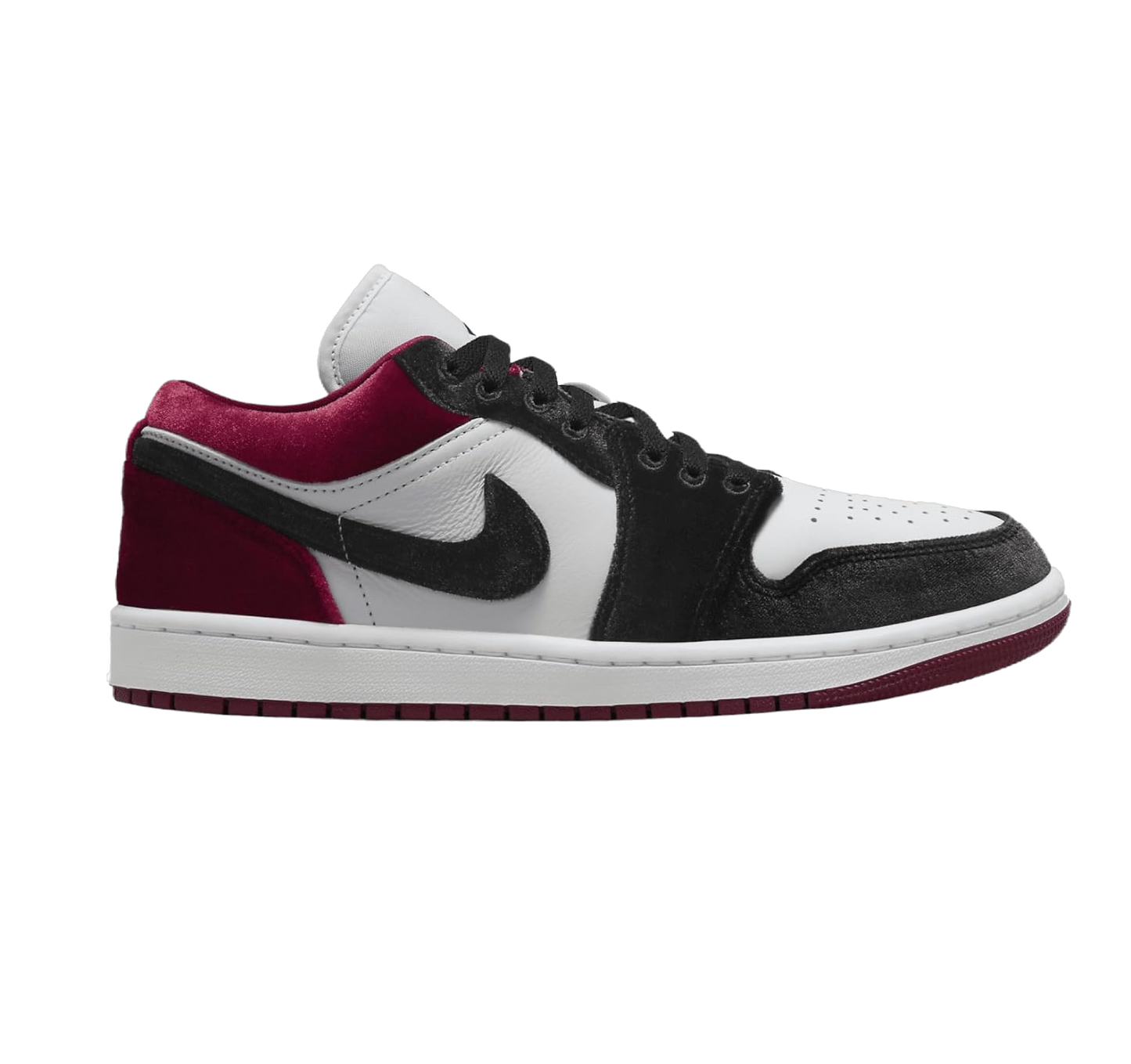 Nike Women's Jordan 1 Low Se Velvet Black Toe Shoes - Black / White / Team Red / Black