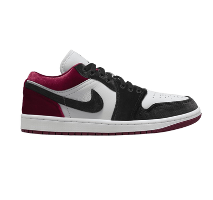 Nike Women's Jordan 1 Low Se Velvet Black Toe Shoes - Black / White / Team Red / Black