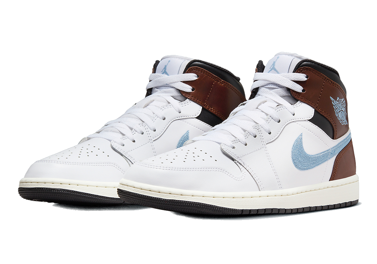 Nike Men's Air Jordan 1 Mid Se Shoes - White / Blue Grey / Black / Sail