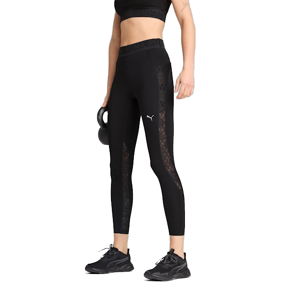Puma Women's Lace High-Waisted 7/8 Tights Leggings - Puma Black
