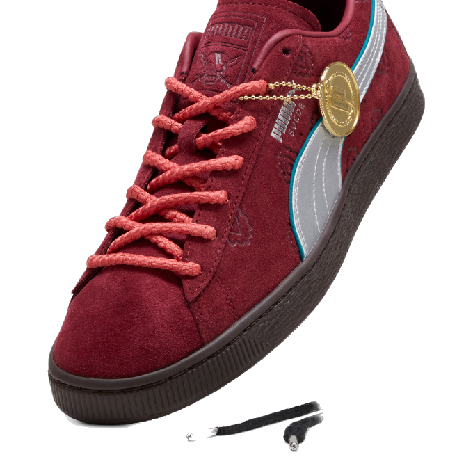 Puma Men's One Piece Suede Shanks Shoes - Burgundy