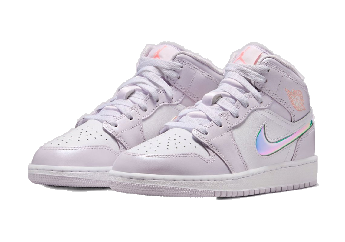 Nike Kids' Air Jordan 1 Mid Se Shoes - Barely Grape / Atomic Pink / White