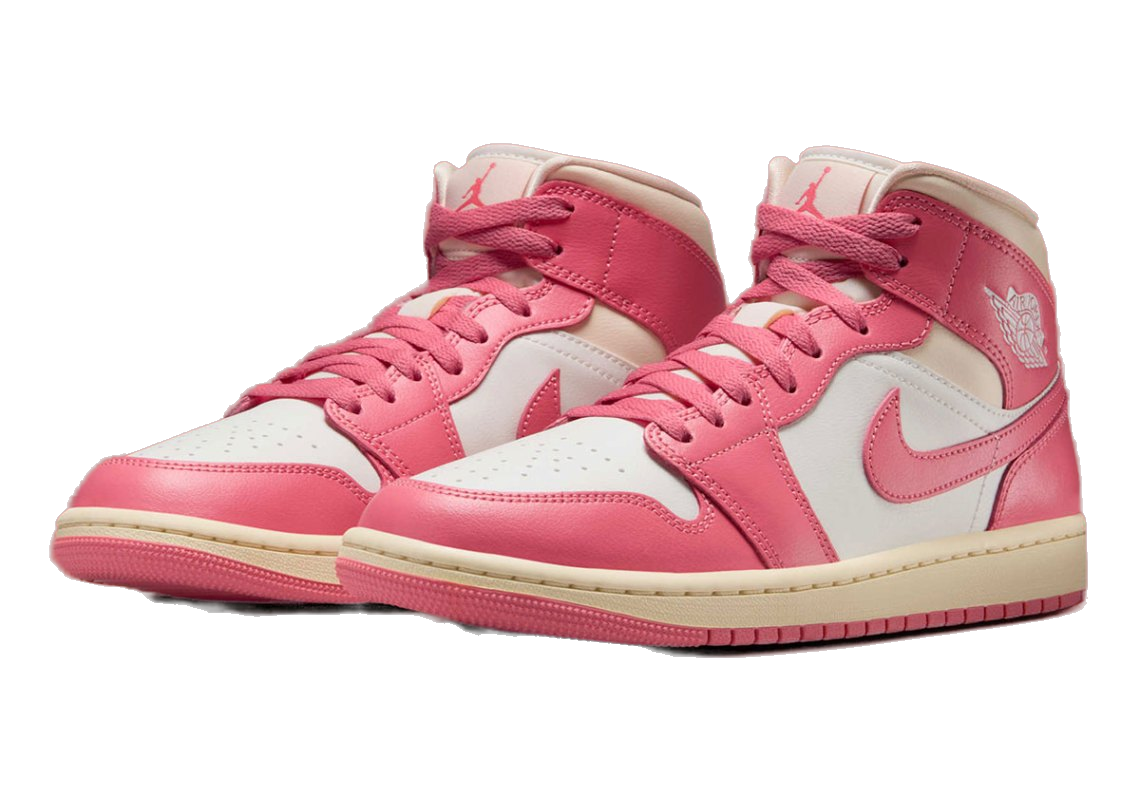 Nike Women's Jordan 1 Mid Shoes - Sail / Guava Ice / Muslin / Pink Salt