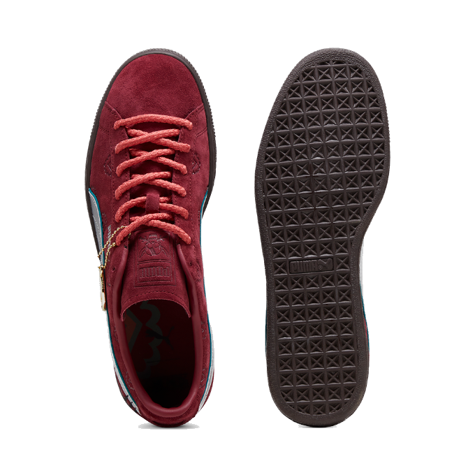 Puma Men's One Piece Suede Shanks Shoes - Burgundy