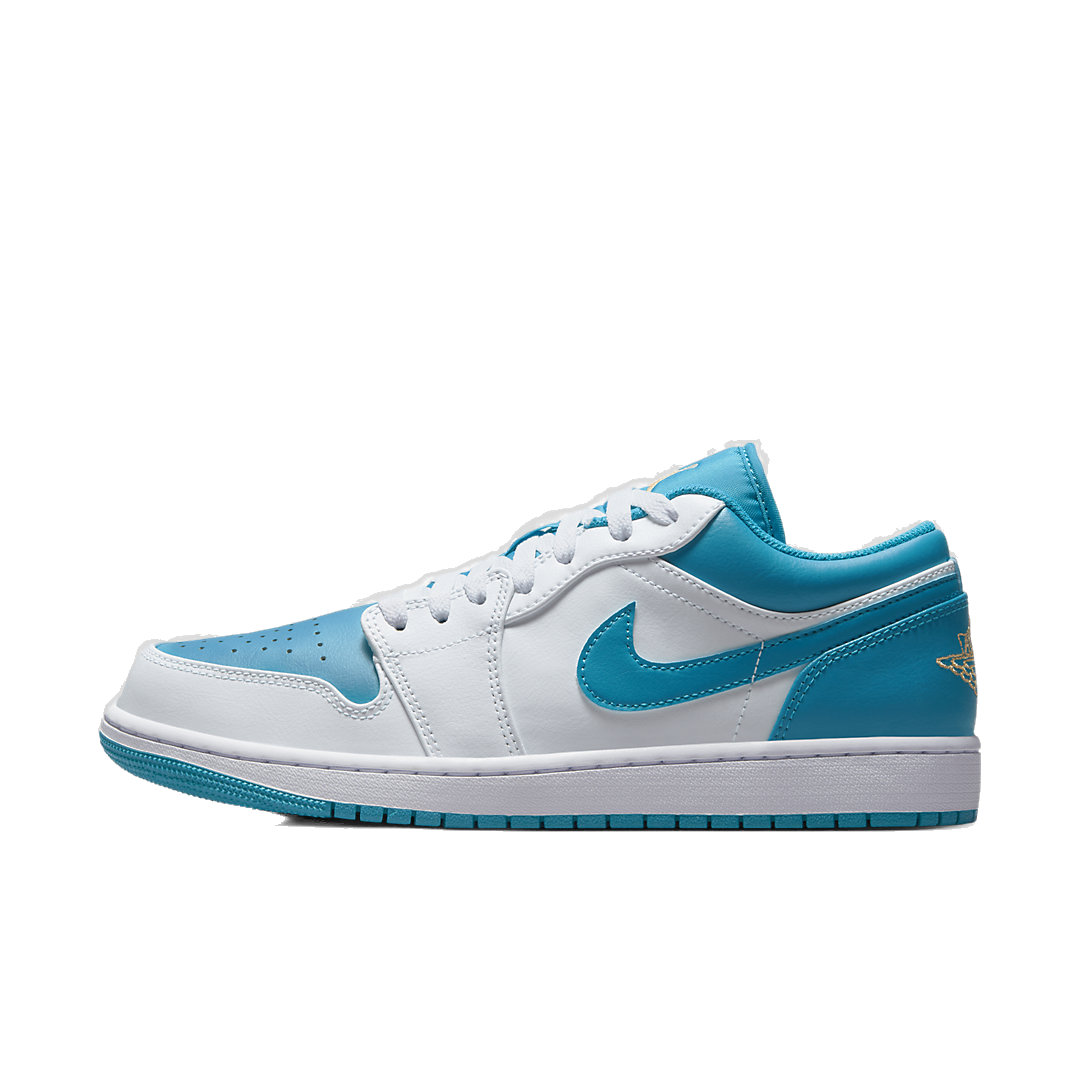 Nike Men's Jordan 1 Low Shoes - Aquatone / Celestial Gold / White