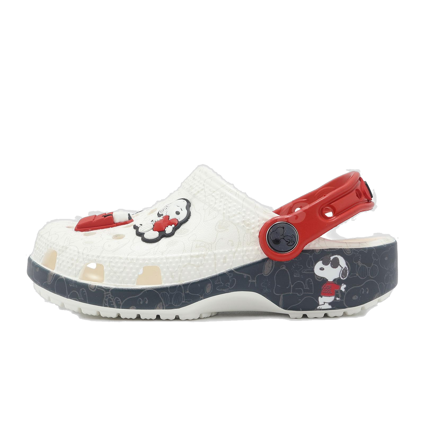 Crocs Kids' Classic Clog Peanuts Snoopy Shoes - White / Red-Black