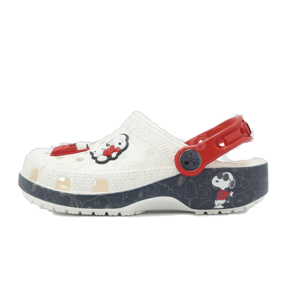 Crocs Kids' Classic Clog Peanuts Snoopy Shoes - White / Red-Black