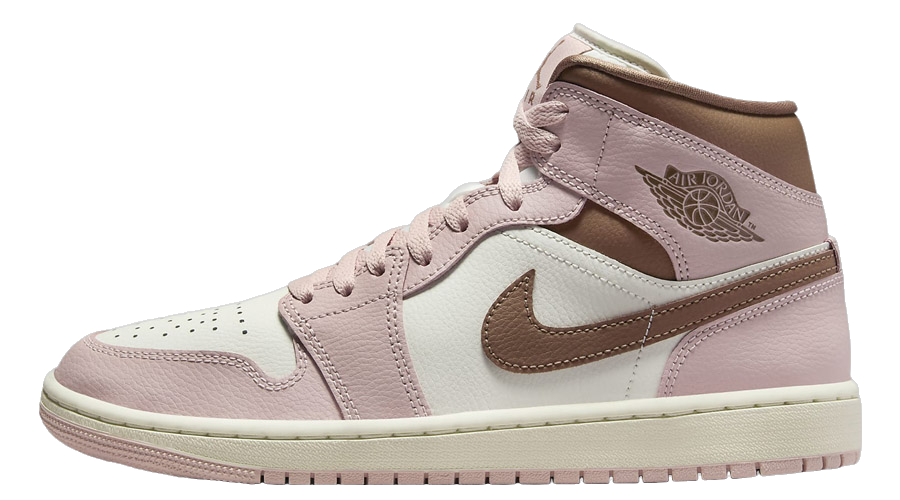 Nike Women's Air Jordan 1 Mid Shoes - Pink Oxford / Sail / Archaeo Brown