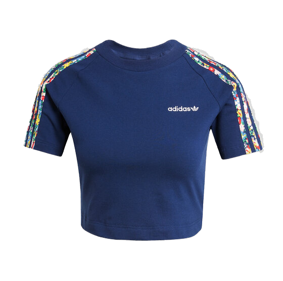 Adidas Women's 3-Stripes Infill Baby Tee Apparel - Night Indigo / Multicolor