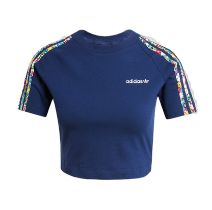 Adidas Women's 3-Stripes Infill Baby Tee Apparel - Night Indigo / Multicolor