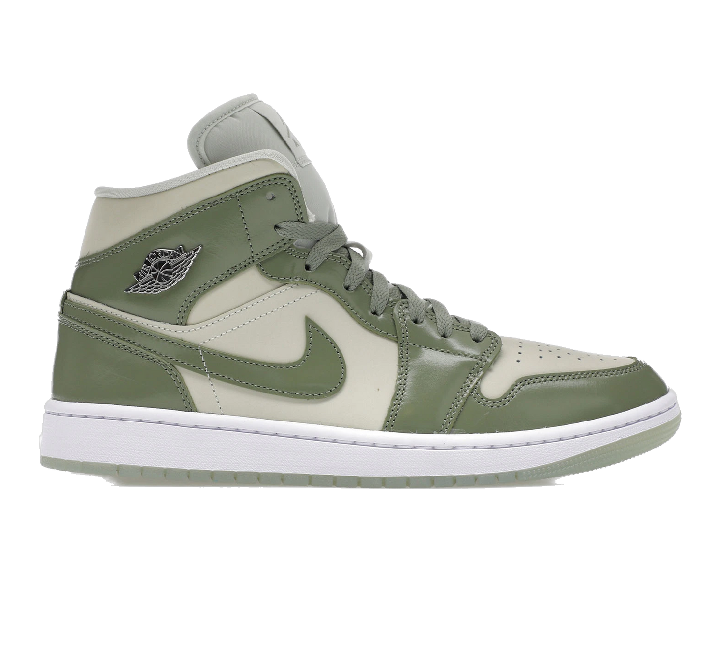 Nike Women's Air Jordan 1 Mid Se Shoes - Sea Glass / Oil Green / Metallic Silver