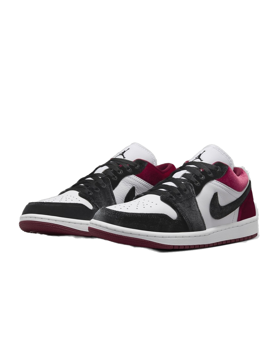Nike Women's Jordan 1 Low Se Velvet Black Toe Shoes - Black / White / Team Red / Black