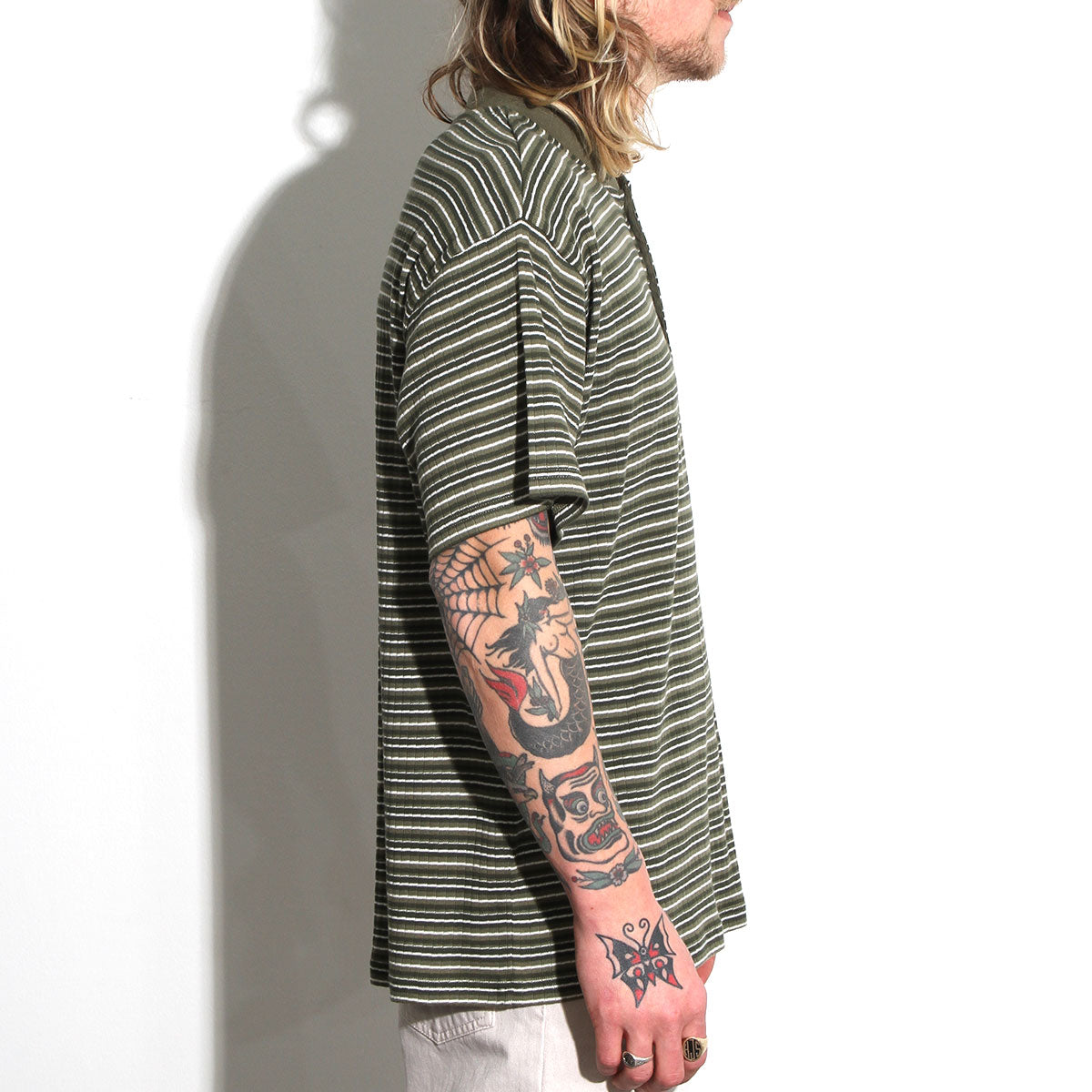 Striped Rib Henley T-Shirt
