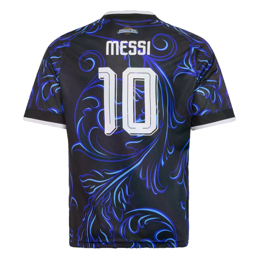 Adidas Kids' Argentina 26 Away Messi Jersey Apparel - Black / Lucid Blue / Blue Burst