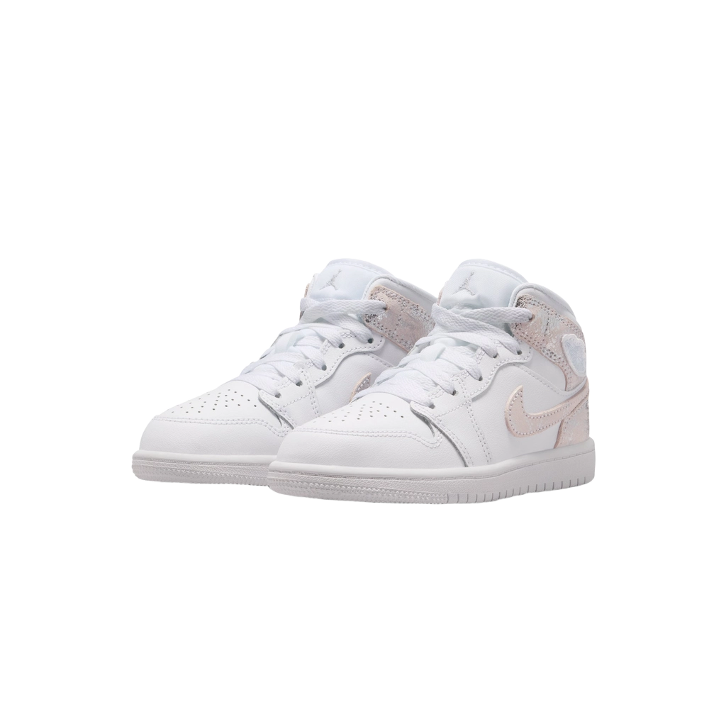 Nike Kids' Air Jordan 1 Mid Se Shoes - White / Field Silver