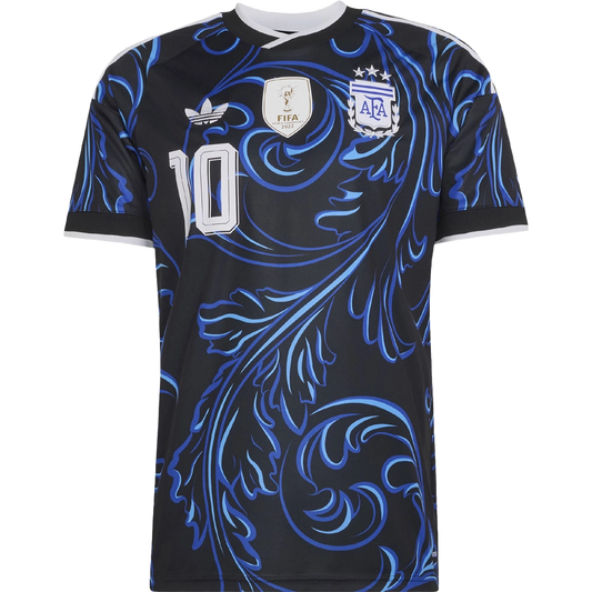 Adidas Men's Argentina 26 Away Messi Jersey Apparel - Black / Lucid Blue / Blue Burst