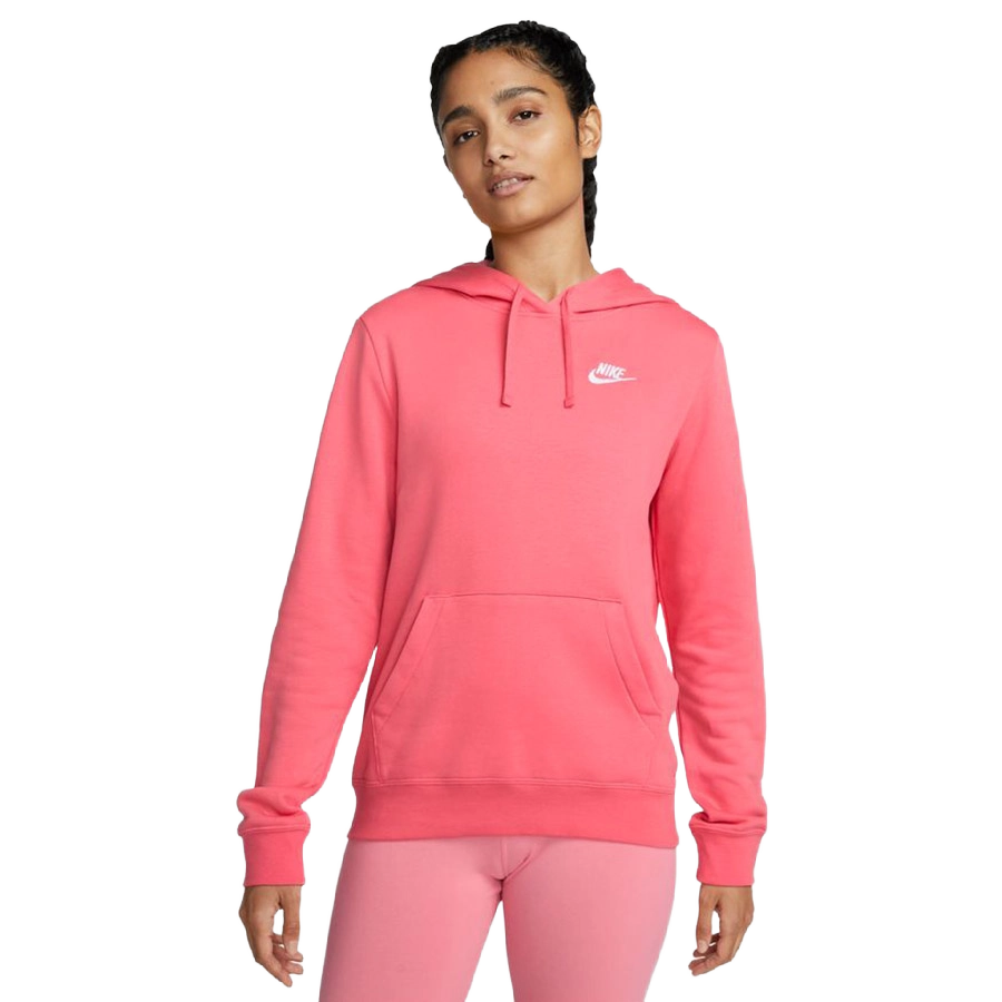 Nike Women's Sportswear Club Fleece Pullover Hoodie Apparel - Sea Coral / White