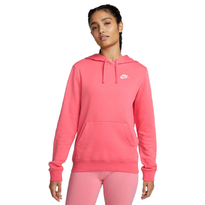 Nike Women's Sportswear Club Fleece Pullover Hoodie Apparel - Sea Coral / White