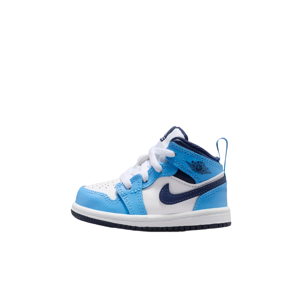 Nike Kids' Jordan 1 Mid Shoes - University Blue / White / Sail / Midnight Navy