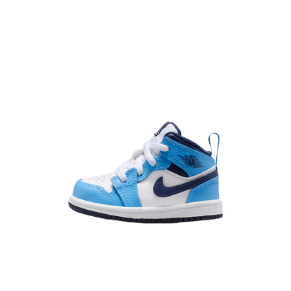 Nike Kids' Jordan 1 Mid Shoes - University Blue / White / Sail / Midnight Navy