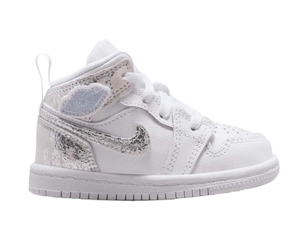 Nike Kids' Jordan 1 Mid Se Shoes - White / Field Silver