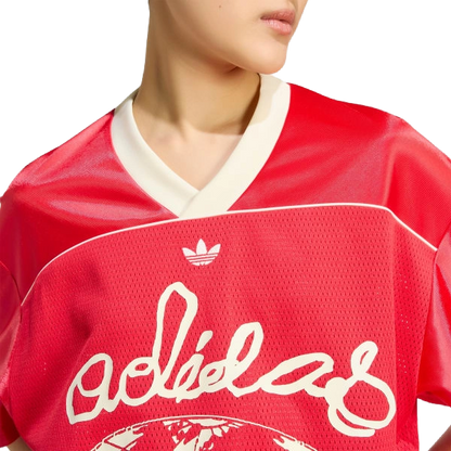 Adidas Women's Originals Cropped Soccer Jersey Apparel - Pure Ruby