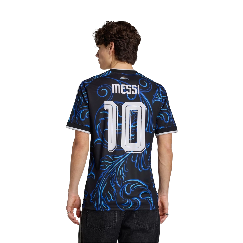 Adidas Men's Argentina 26 Away Messi Jersey Apparel - Black / Lucid Blue / Blue Burst