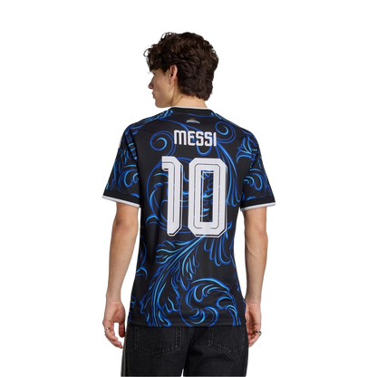 Adidas Men's Argentina 26 Away Messi Jersey Apparel - Black / Lucid Blue / Blue Burst