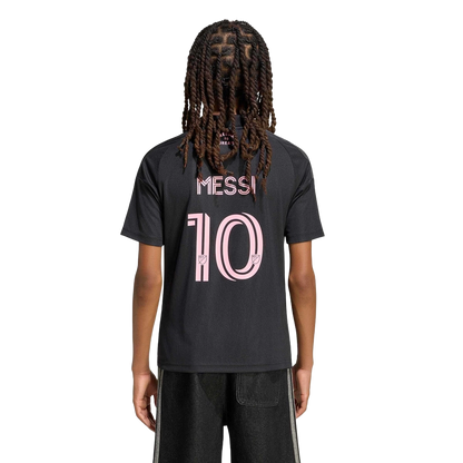 Adidas Kids' Inter Miami Cf 26/27 Away Jersey Messi Apparel - Black / Bliss Pink